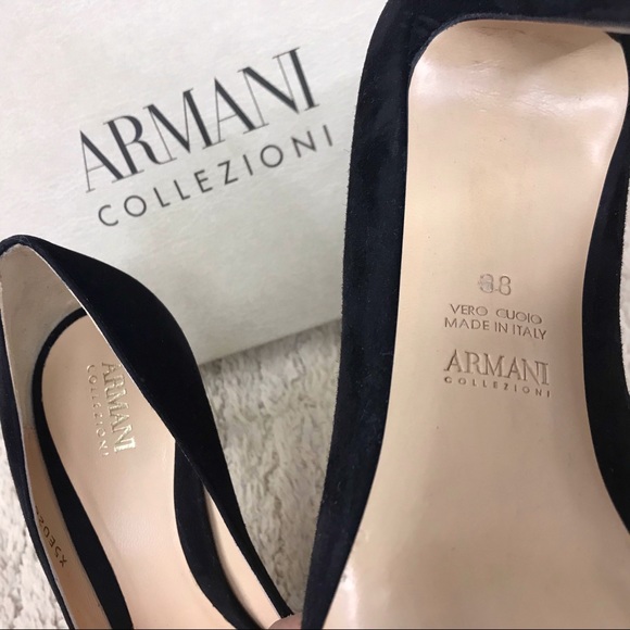 ARMANI Collezioni Black Suede PointToe Heels Pumps - Picture 5 of 8